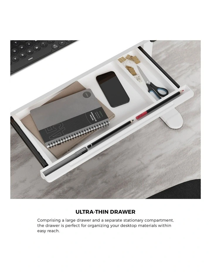 Oikiture 120cm Electric Standing Desk With Drawer Adjustable Height White image 5