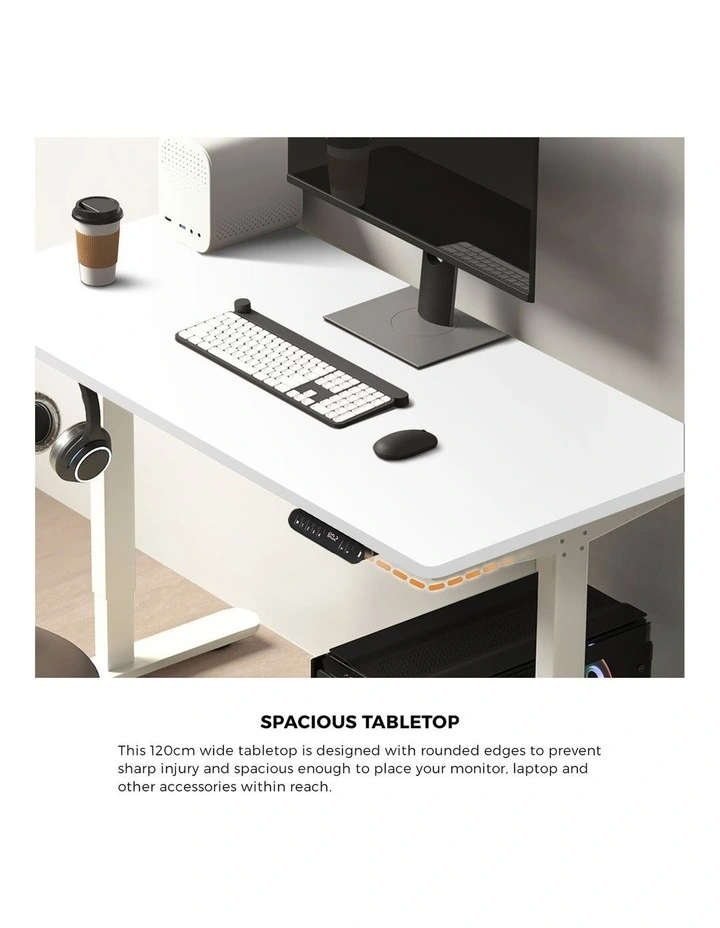 Oikiture 120cm Electric Standing Desk With Drawer Adjustable Height White image 6