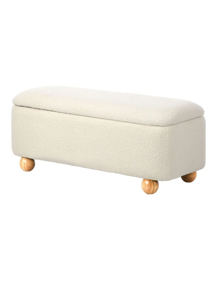 Oikiture Storage Ottoman Blanket Box Teddy Stool Couch Bench Ball Feet Boucle image 1