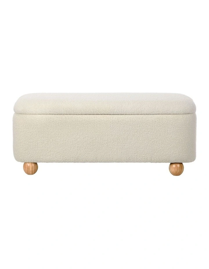 Oikiture Storage Ottoman Blanket Box Teddy Stool Couch Bench Ball Feet Boucle image 2