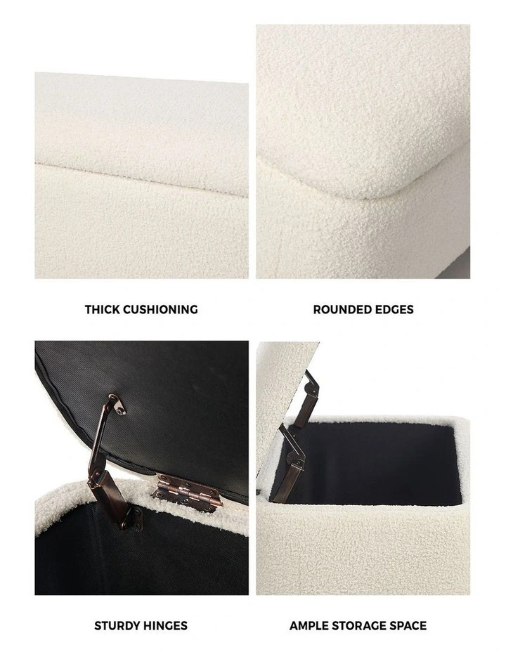 Oikiture Storage Ottoman Blanket Box Teddy Stool Couch Bench Ball Feet Boucle image 6