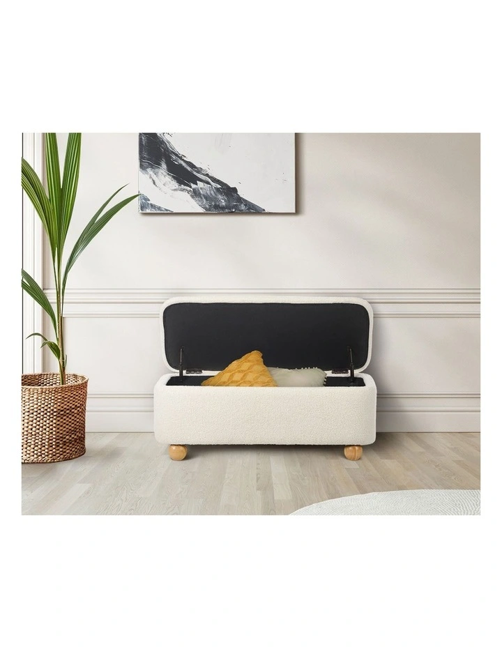 Oikiture Storage Ottoman Blanket Box Teddy Stool Couch Bench Ball Feet Boucle image 7