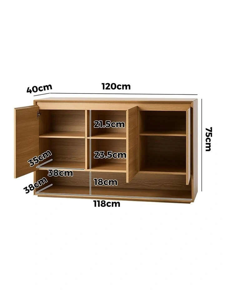 Oikiture Buffet Sideboard Storage Cabinet 3 Doors Cupboard 120cm image 3