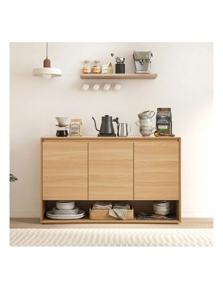 Oikiture Buffet Sideboard Storage Cabinet 3 Doors Cupboard 120cm image 7