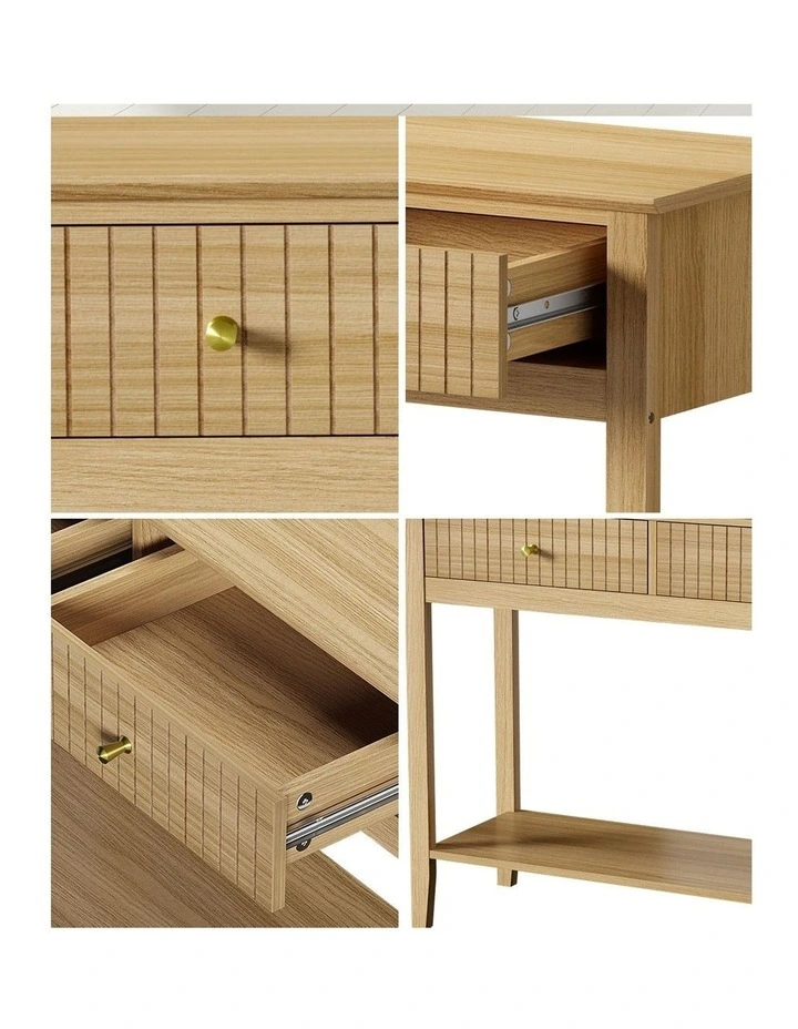 Oikiture 100cm Console Table Hallway Table with 2 Storage Drawer Entry Desk image 6