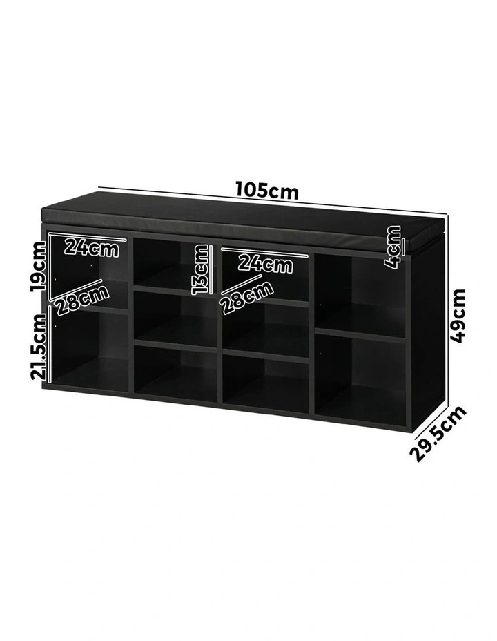 Oikiture Shoe Cabinet Bench Shoe Storage Rack PU Padded Seat Organiser Cupboard image 3