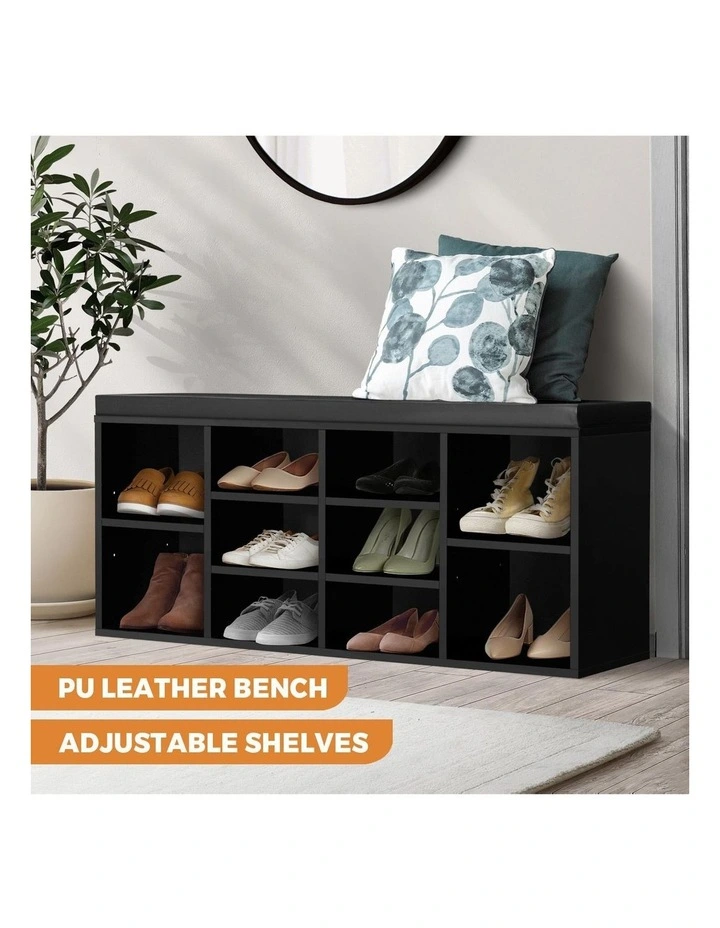 Oikiture Shoe Cabinet Bench Shoe Storage Rack PU Padded Seat Organiser Cupboard image 4