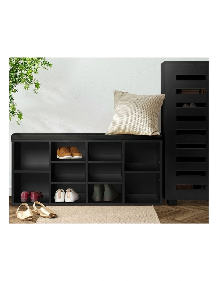 Oikiture Shoe Cabinet Bench Shoe Storage Rack PU Padded Seat Organiser Cupboard image 5
