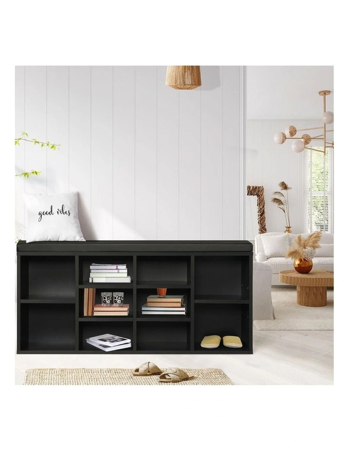Oikiture Shoe Cabinet Bench Shoe Storage Rack PU Padded Seat Organiser Cupboard image 7