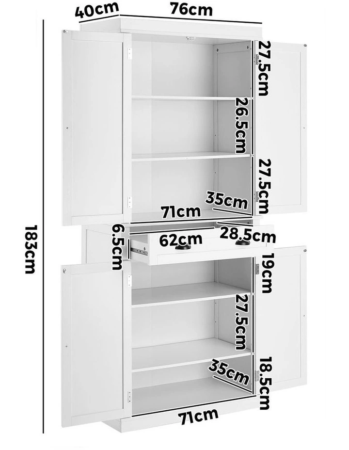 Oikiture Buffet Sideboard Storage Cabinet Cupboard 6-Tier Shelf image 3