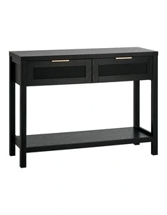 Oikiture Console Table 2 Drawers Entry Table Hallway Display Shelf Black