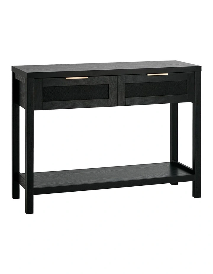 Oikiture Console Table 2 Drawers Entry Table Hallway Display Shelf Black image 1