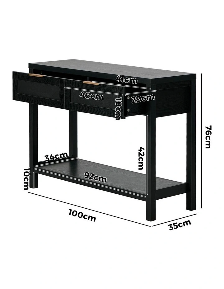Oikiture Console Table 2 Drawers Entry Table Hallway Display Shelf Black image 3
