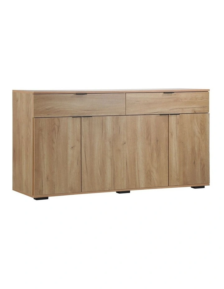 Oikiture Buffet Sideboard Storage Cabinet High Gloss 4 Doors 2 Drawers Natural image 1
