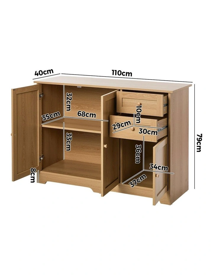 Oikiture Sideboard Buffet Storage Cabinet Natural image 3