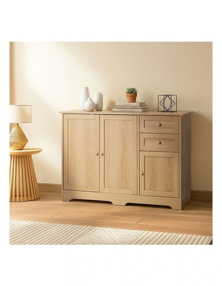 Oikiture Sideboard Buffet Storage Cabinet Natural image 5