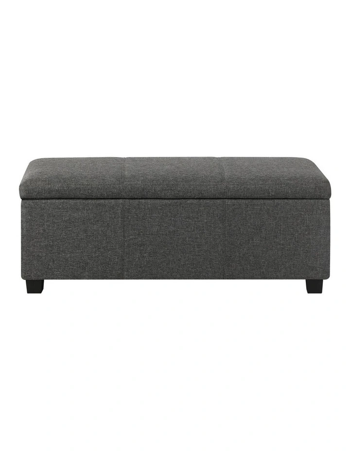Oikiture Storage Ottoman Blanket Box Linen Fabric Arm Foot Stool Couch Large image 2