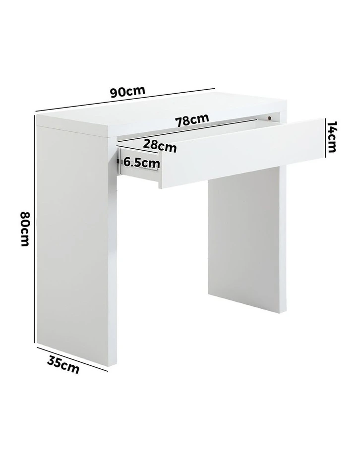 Oikiture Console Table Wood Sofa Table Hall Side Entry with Drawer White image 3