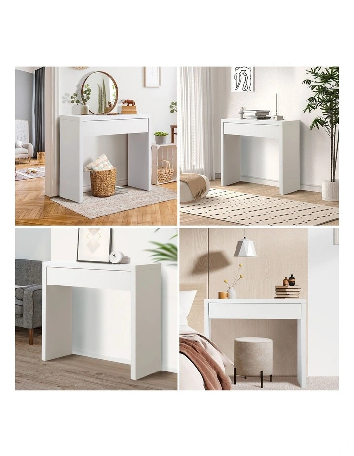 Oikiture Console Table Wood Sofa Table Hall Side Entry with Drawer White image 6
