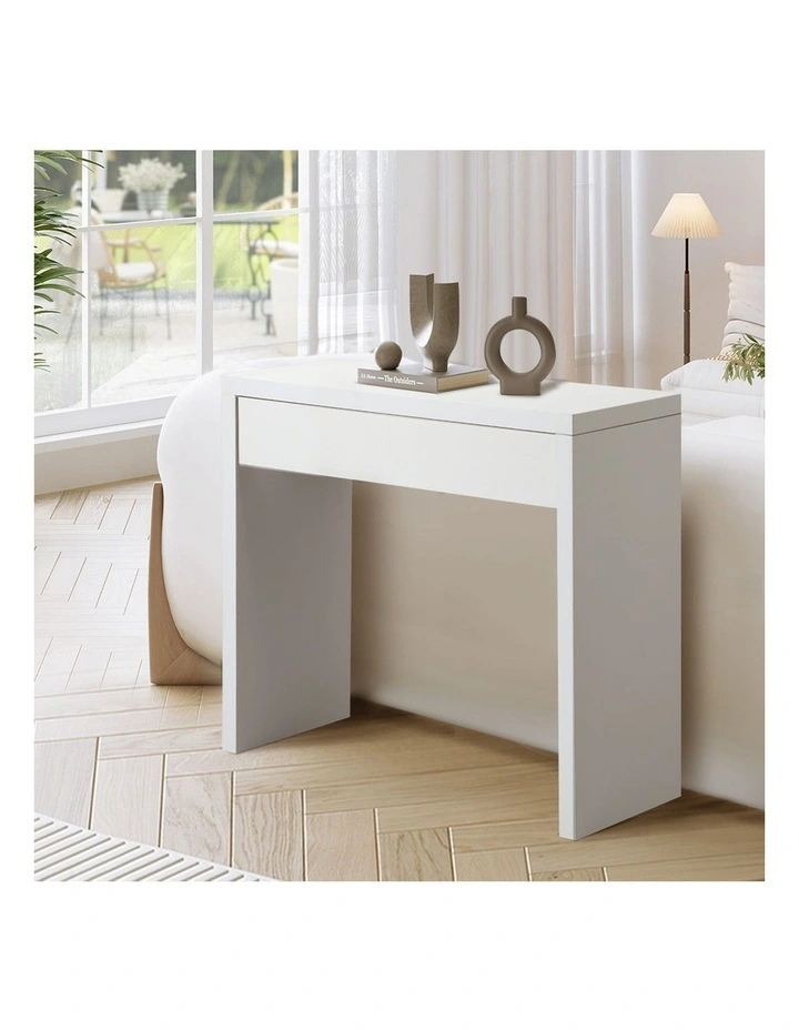 Oikiture Console Table Wood Sofa Table Hall Side Entry with Drawer White image 7