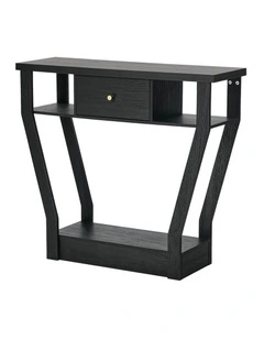 Oikiture Console Table 1 Drawer Hallway Entryway Storage Shelf Side Desk Black