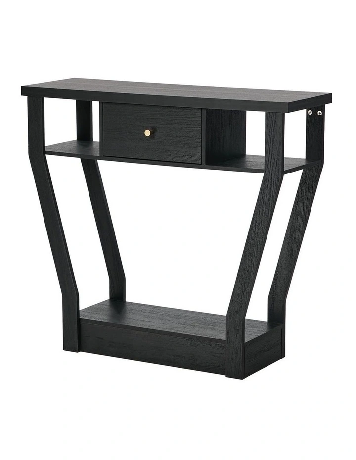 Oikiture Console Table 1 Drawer Hallway Entryway Storage Shelf Side Desk Black image 1