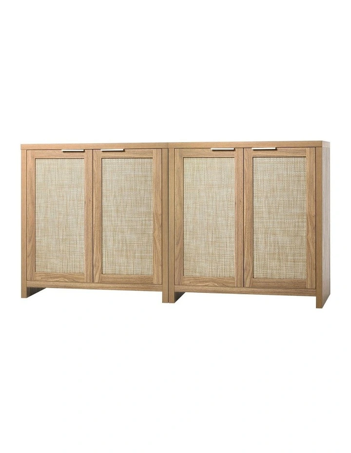 Oikiture 2PCS Rattan Buffet Sideboard Storage Cabinet Cupboard image 1