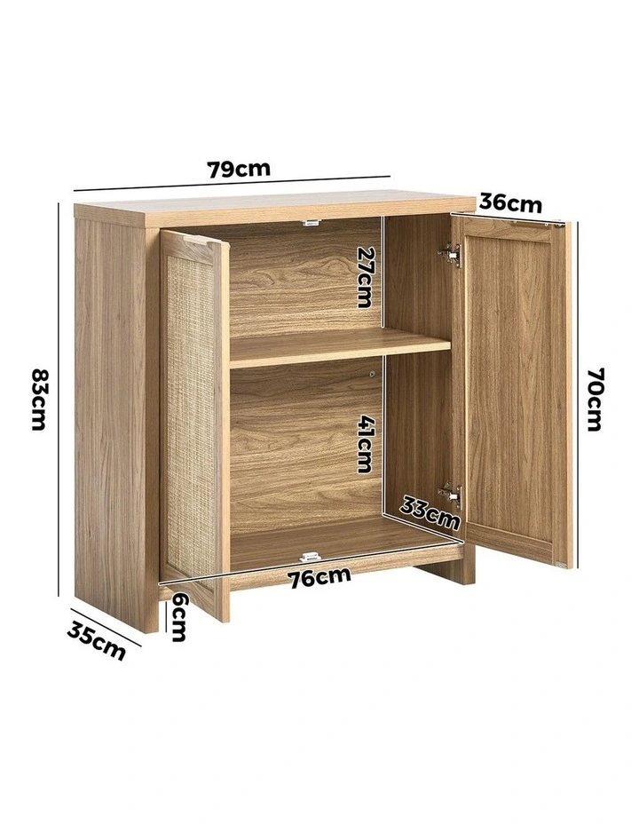 Oikiture 2PCS Rattan Buffet Sideboard Storage Cabinet Cupboard image 3