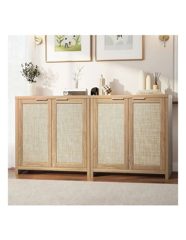Oikiture 2PCS Rattan Buffet Sideboard Storage Cabinet Cupboard image 4