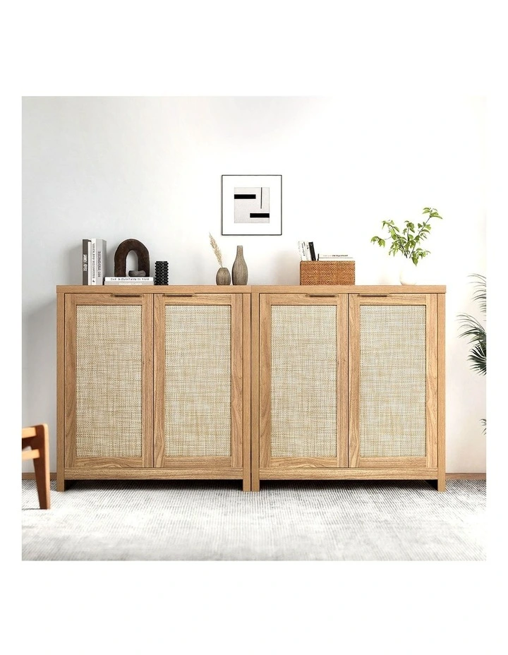 Oikiture 2PCS Rattan Buffet Sideboard Storage Cabinet Cupboard image 7