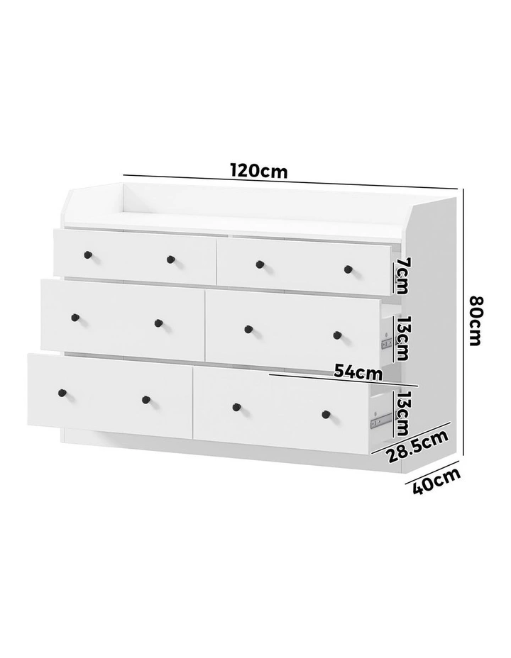 Oikiture Buffet Sideboard Storage Cabinet 6 Drawers image 3