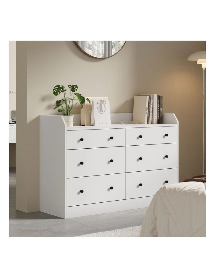 Oikiture Buffet Sideboard Storage Cabinet 6 Drawers image 5