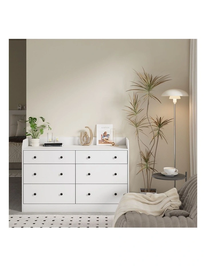 Oikiture Buffet Sideboard Storage Cabinet 6 Drawers image 7