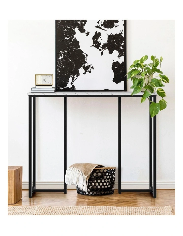 Oikiture Console Table Hallway Entry Side Tables Marble Effect Hall Display image 7