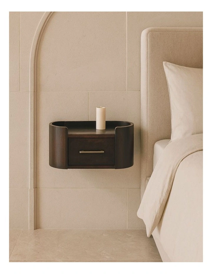 Artisan Furniture Solid Wood Valencia Wall-Mounted Bedside, 1 Drawer, Dark Brown image 2
