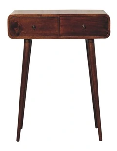 Artisan Furniture Solid Wood Chestnut Curved Hallway Table, 2 Drawers, Brown