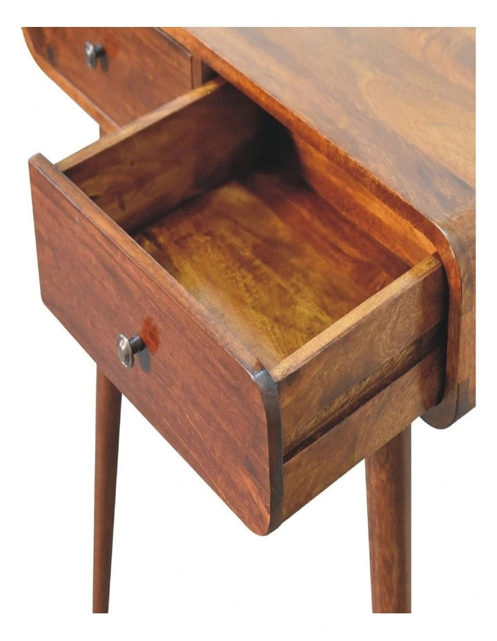 Artisan Furniture Solid Wood Chestnut Curved Hallway Table, 2 Drawers, Brown image 5