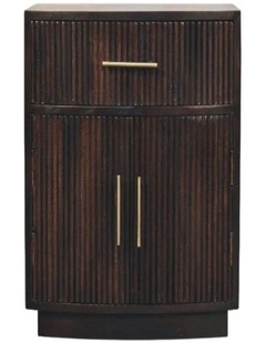 Artisan Furniture Solid Wood Milan Bedside, 1 Drawer & 2 Doors, Dark Brown