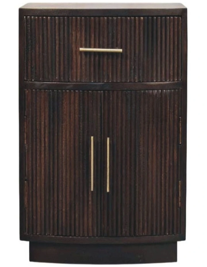 Artisan Furniture Solid Wood Milan Bedside, 1 Drawer & 2 Doors, Dark Brown image 1