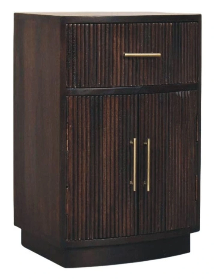 Artisan Furniture Solid Wood Milan Bedside, 1 Drawer & 2 Doors, Dark Brown image 3