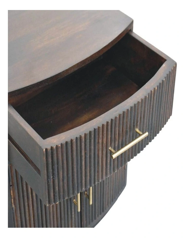 Artisan Furniture Solid Wood Milan Bedside, 1 Drawer & 2 Doors, Dark Brown image 5