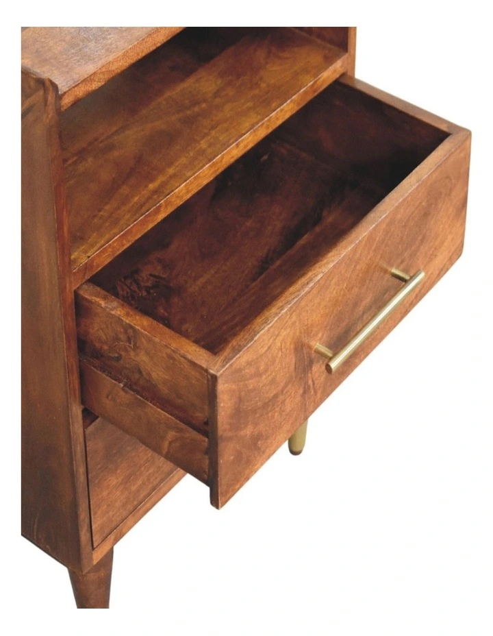 Artisan Furniture Solid Wood Valenza Open Frame Bedside, 2 Drawers & 1 Open Slot, Brown image 5
