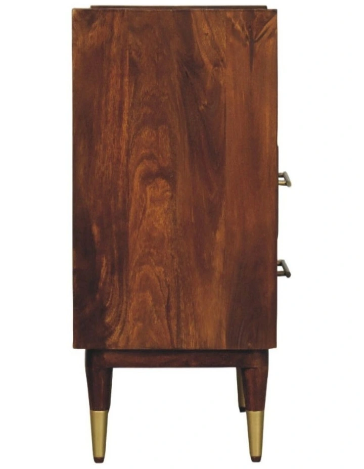 Artisan Furniture Solid Wood Valenza Open Frame Bedside, 2 Drawers & 1 Open Slot, Brown image 6