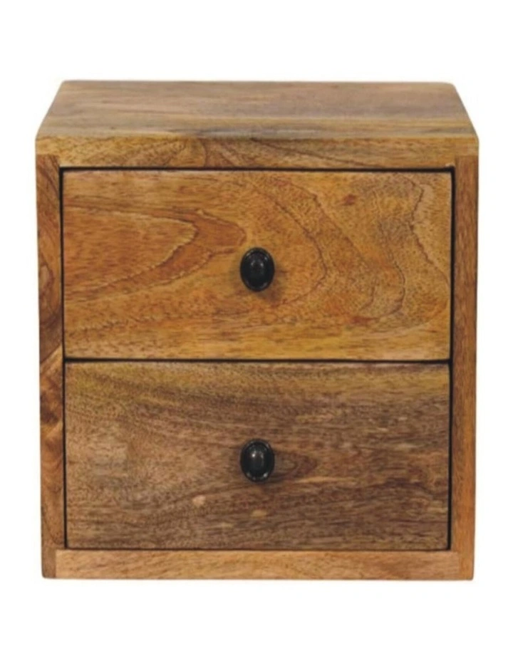 Artisan Furniture Solid Wood Solis 2-Drawer Oak-ish Wall Mounted Nightstand, Beige image 1