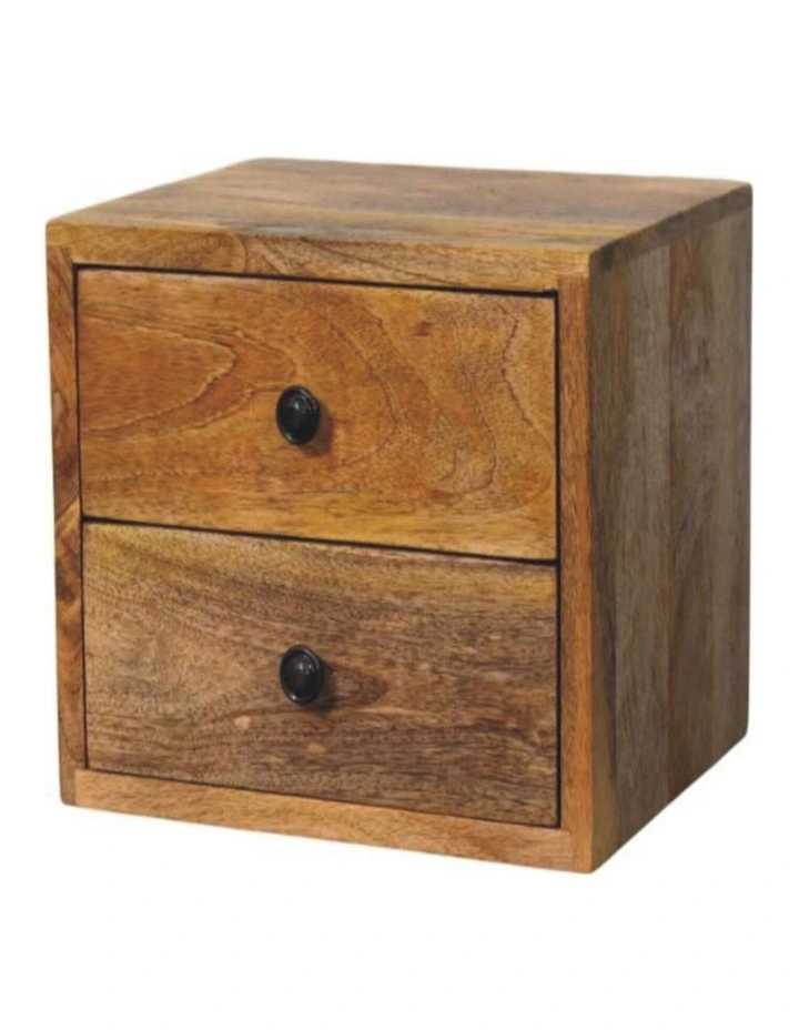 Artisan Furniture Solid Wood Solis 2-Drawer Oak-ish Wall Mounted Nightstand, Beige image 3