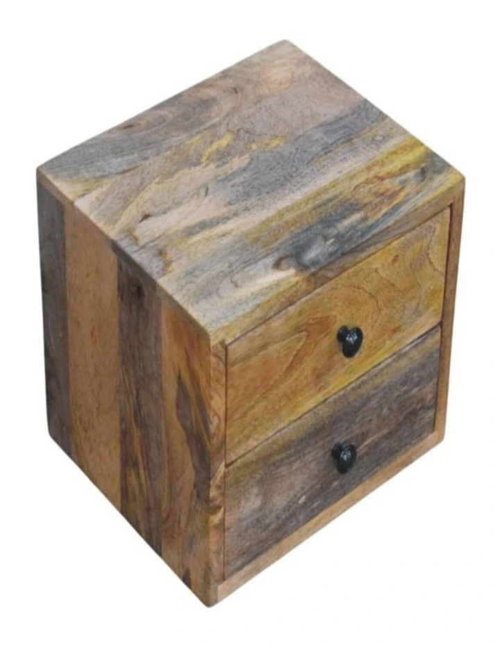 Artisan Furniture Solid Wood Solis 2-Drawer Oak-ish Wall Mounted Nightstand, Beige image 4