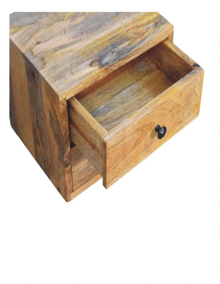 Artisan Furniture Solid Wood Solis 2-Drawer Oak-ish Wall Mounted Nightstand, Beige image 5