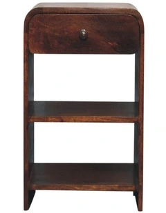 Artisan Furniture Solid Wood Aspen Open Bedside, 1 Drawer & 2 Open Slots, Brown