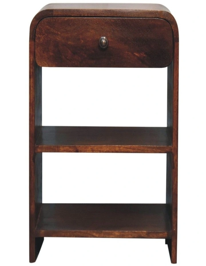 Artisan Furniture Solid Wood Aspen Open Bedside, 1 Drawer & 2 Open Slots, Brown image 1