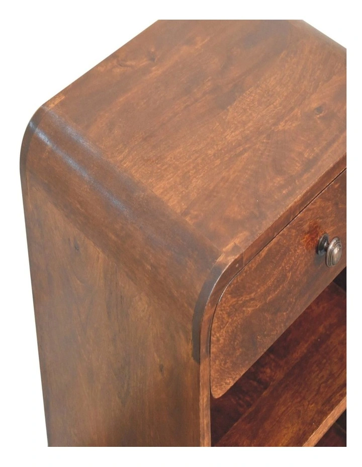 Artisan Furniture Solid Wood Aspen Open Bedside, 1 Drawer & 2 Open Slots, Brown image 4